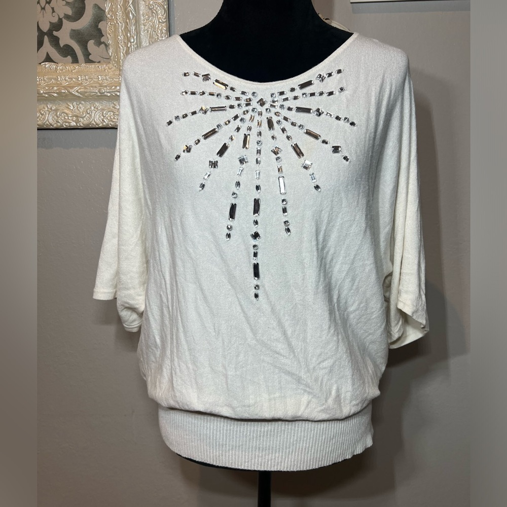 Boston Proper Embellished White Women's Top
